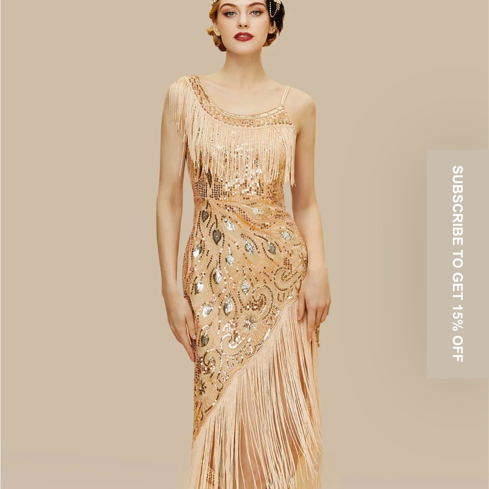 Elegant One Shoulder Gold Sequin Dress